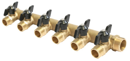 Collecteur sanitaire mini-vannes MF20/27 (3/4") - 6 départs M15/21 (1/2")